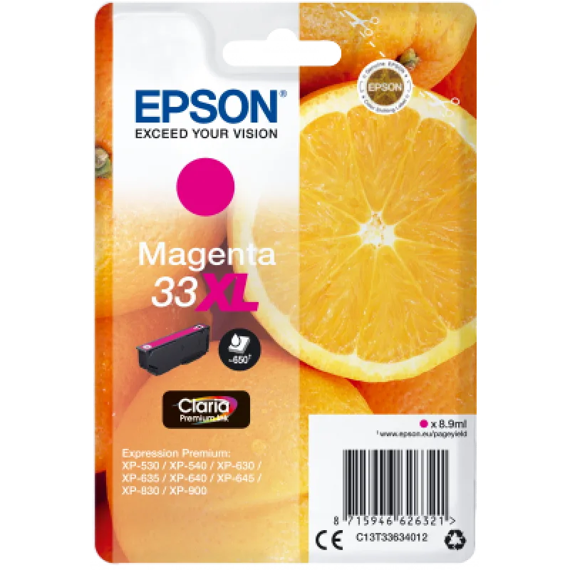 Epson Singlepack Magenta 33XL Claria Premium Ink C13T33634012