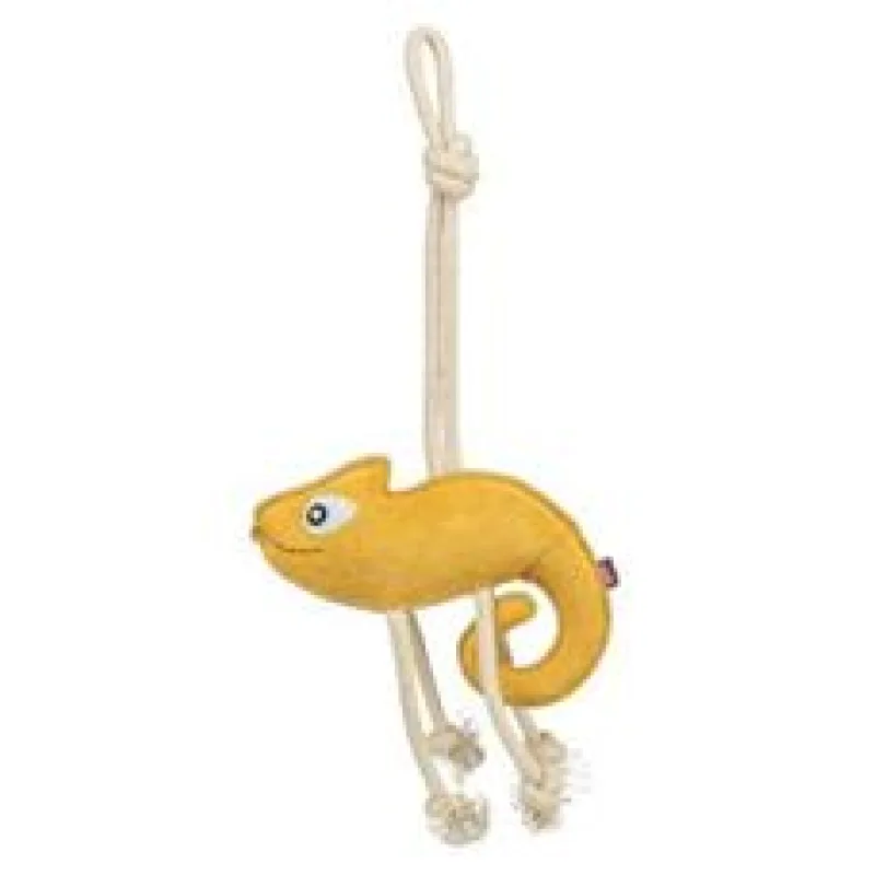 Chamelion - chameleon na laně, 45 cm, hračka pro psy, 100% pravá kůže/lano, žlutá 1 ks