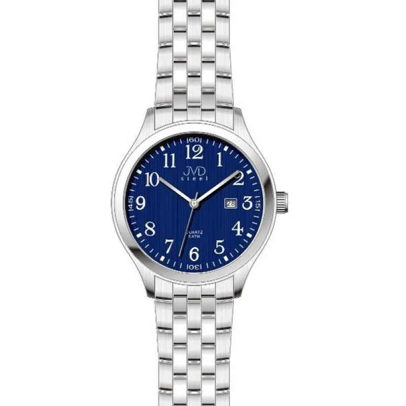 Ocelové moderní náramkové hodinky J1038.2 - 5ATM modrý číselník