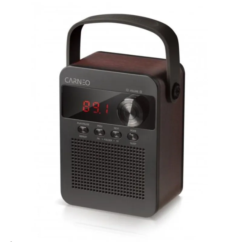CARNEO F90 FM rádio, bluetooth reproduktor, black/ wood 8588007861890