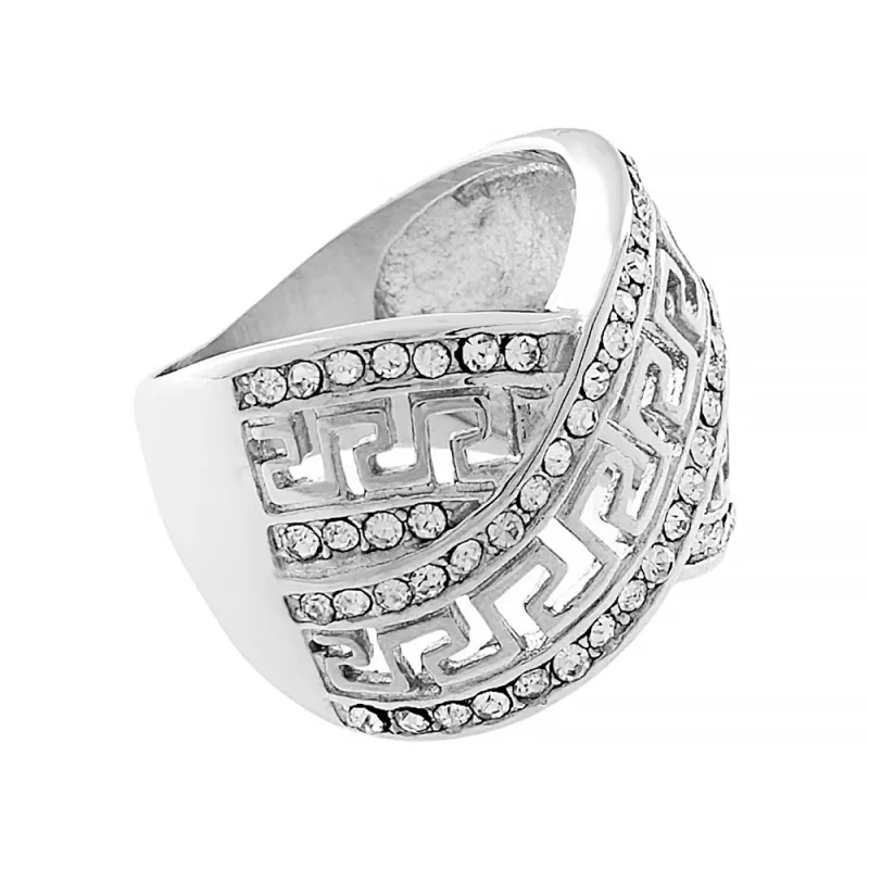 MPM Dámský ocelový nerezový prsten se zirkony Leone (velikost 52) - stříbrné barvy