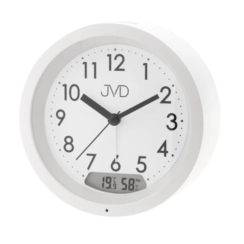 JVD Tichý netikající ručkový budík s teploměrem JVD SRP056.1