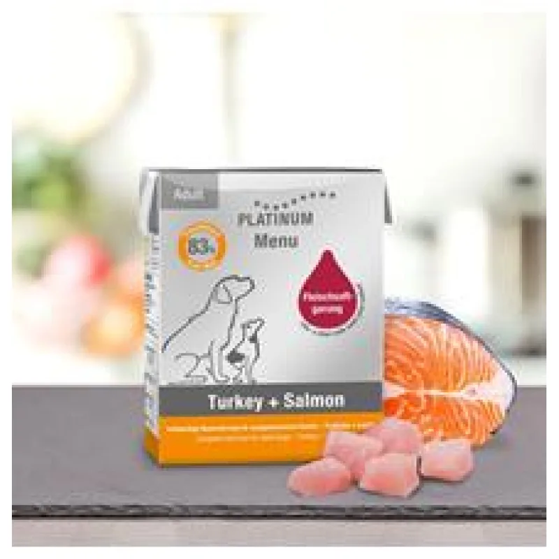 Paštika Platinum Natural Menu Turkey & Salmon - Krocan & Losos 375 g