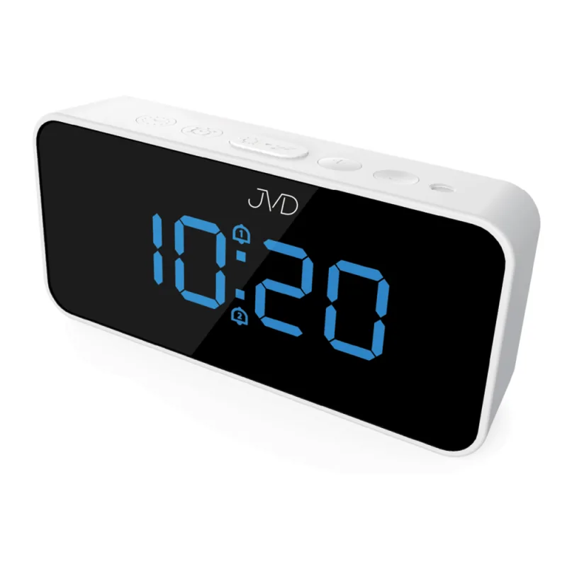 JVD Digitální budík do sítě JVD SB3212.2 s teploměrem, USB nabíjením a světelným senzorem