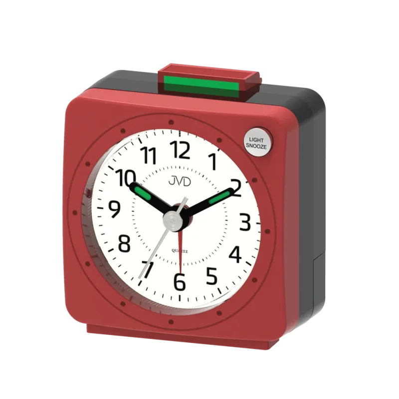 JVD Červený nejlevnější baterkový budík JVD SR220.11 s osvětlením