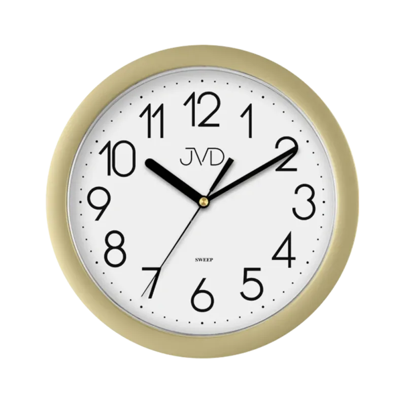 Plastové netikající tiché hodiny JVD sweep HP612.26 - metalická zlatá