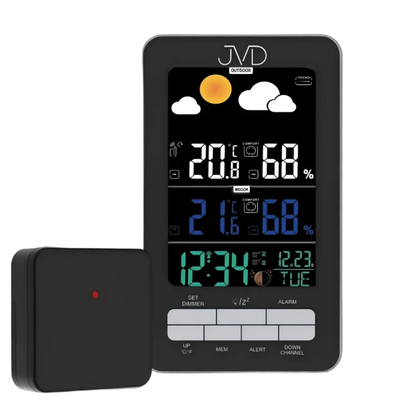 JVD Digitální černá rádiem řízená meteorologická stanice JVD RB6687.1 