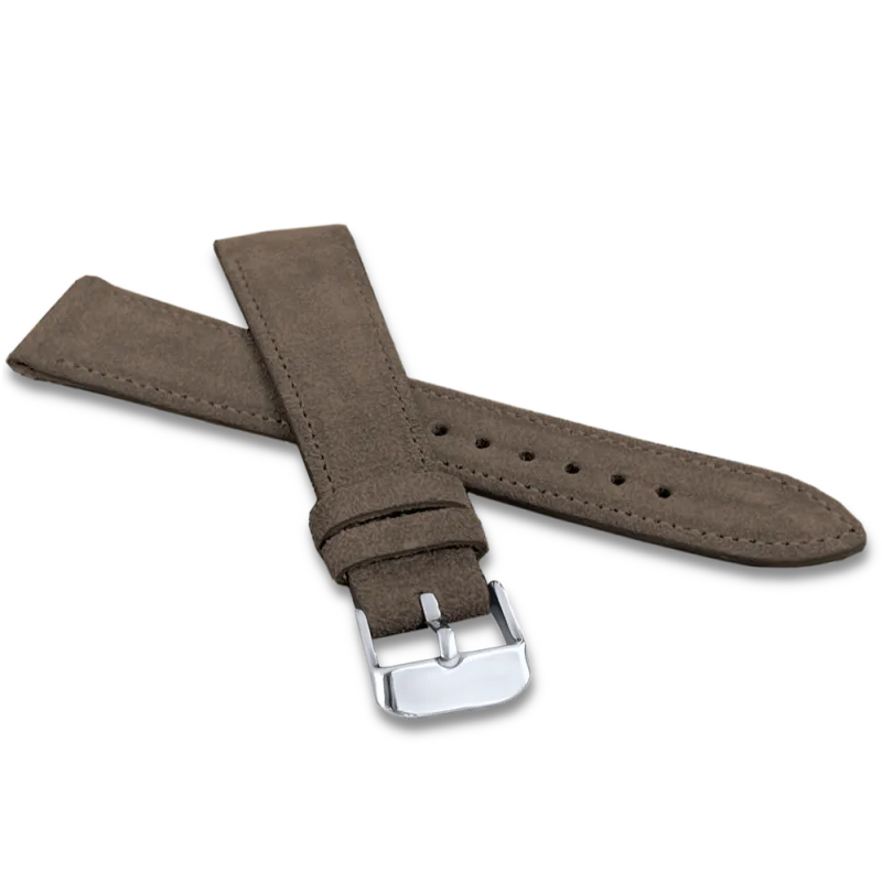 LAVVU Tmavě hnědý prošitý řemínek SUEDE z luxusní kůže Top Grain - 14 LSAEC14