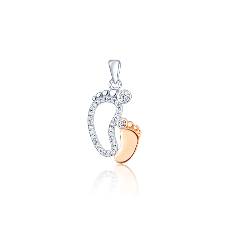JVD Dámský stříbrný přívěsek se zirkony rose gold nohy SVLP0890XH2BK00