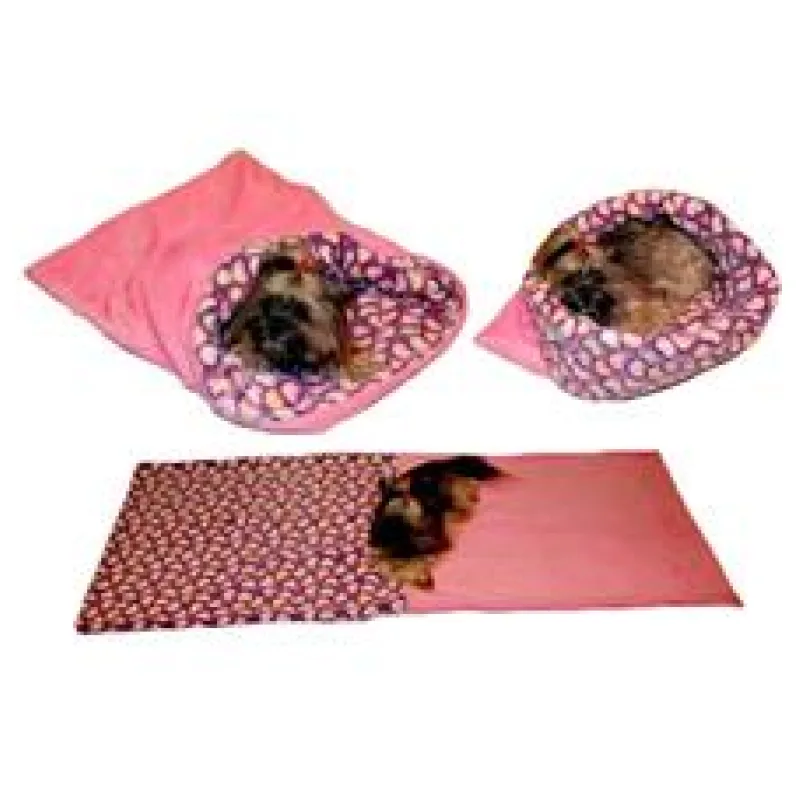 Marysa pelíšek 3v1 pro psy, srdíčka/růžový, velikost XL