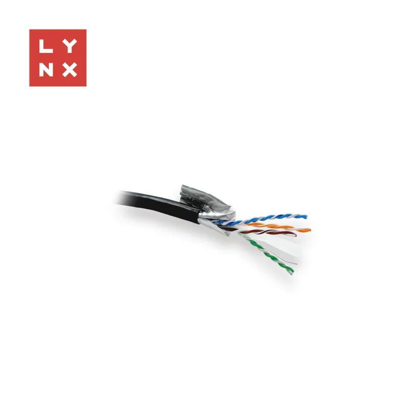 LYNX FTP kabel Cat6, PE (Fca), celoměděný, venkovní, černý, cívka…