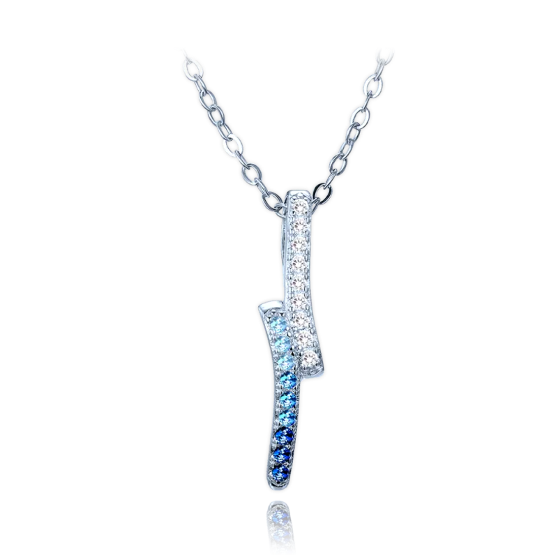 MINET Luxusní stříbrný náhrdelník s bílými a modrými zirkony JMAS0291AN45