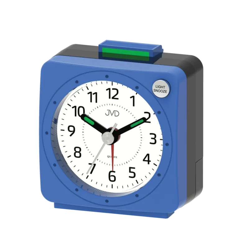 JVD Modrý nejlevnější baterkový budík JVD SR220.10 s osvětlením