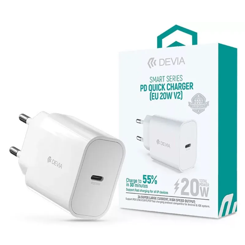 Devia sieťová nabíjačka Smart Series PD Quick Charger 20W - White…