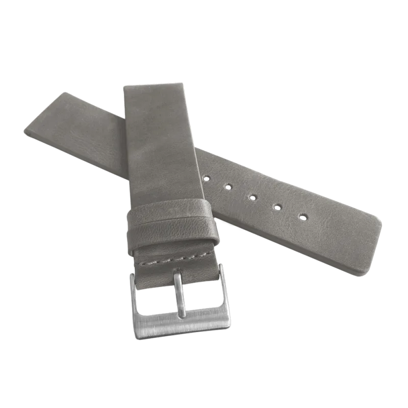 Šedý hladký řemínek LAVVU PLAIN z luxusní kůže Top Grain - 24mm LSCUA24