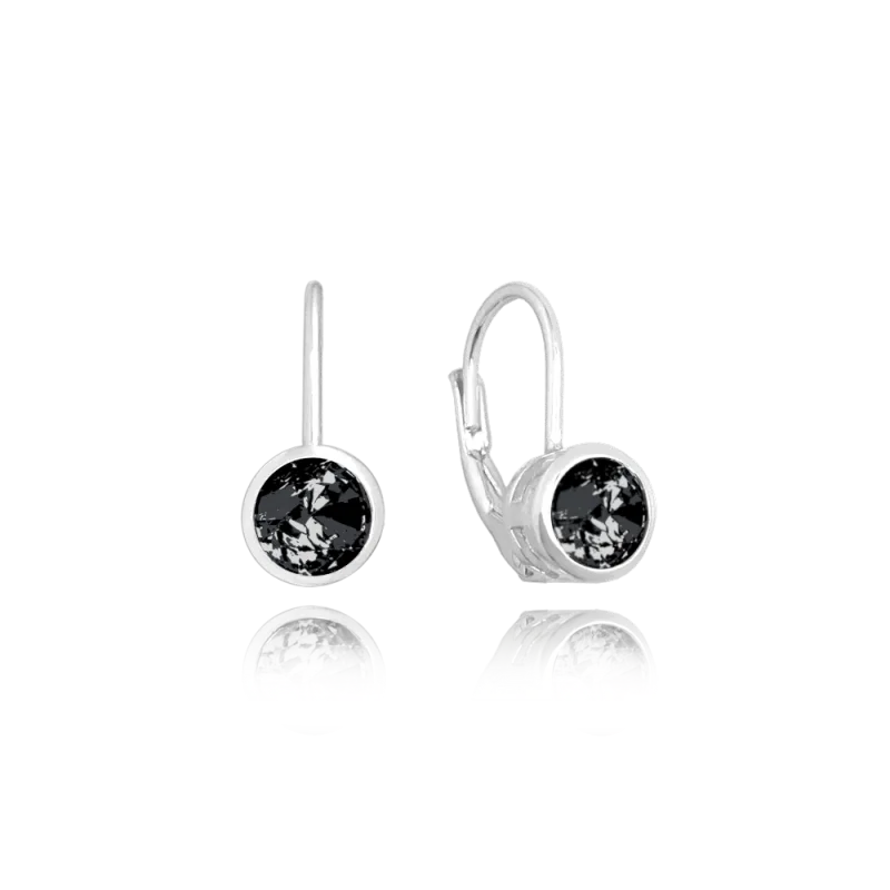 MINET Decentní stříbrné náušnice s černými zirkony
