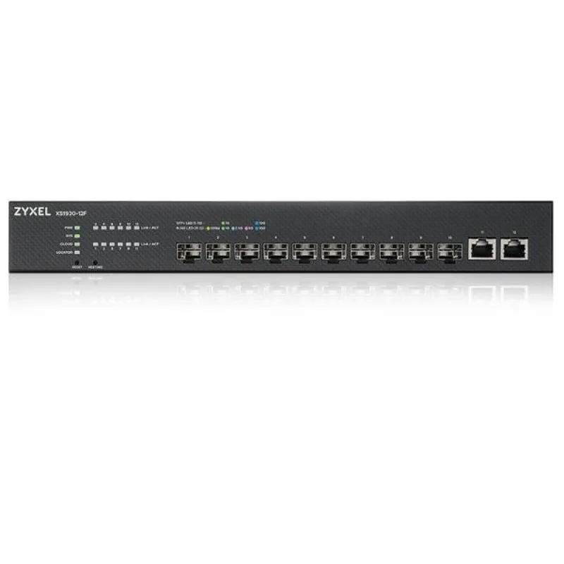 ZyXEL XS1930-12F, 10-port 10G Smart Managed Fiber Switch, 2 Multi-Gigabit…
