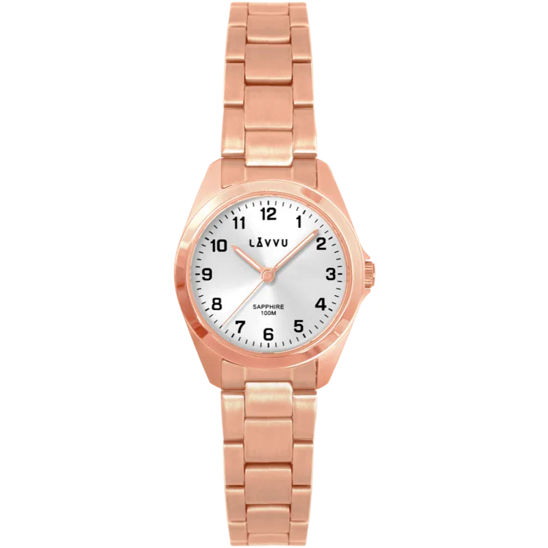 LAVVU Rose gold dámské titanové hodinky EINA s vodotěsností 100M a safírovým sklem LWL5052