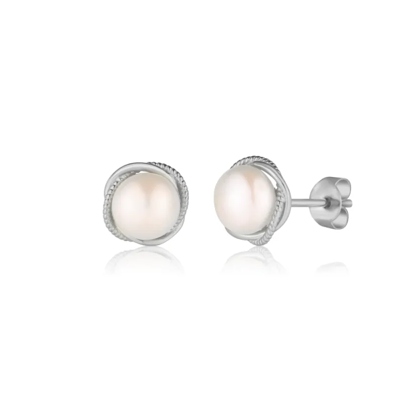 JVD Dámské stříbrné peckové náušnice na puzetku s perlami SVLE3131XD2P100