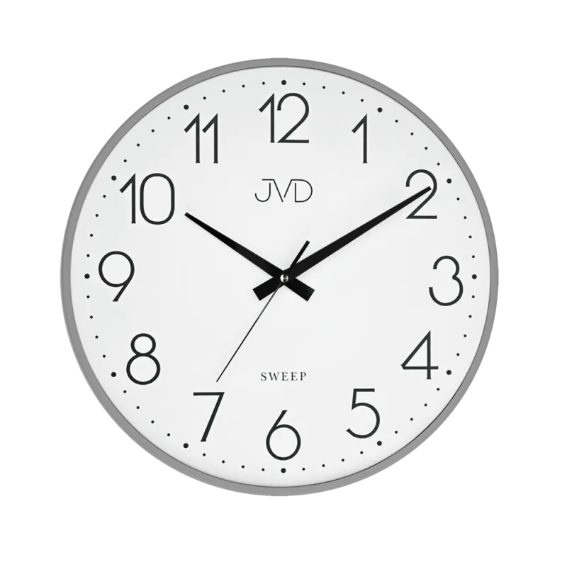 JVD Šedé nástěnné kovové netikající tiché hodiny JVD HK4169.2