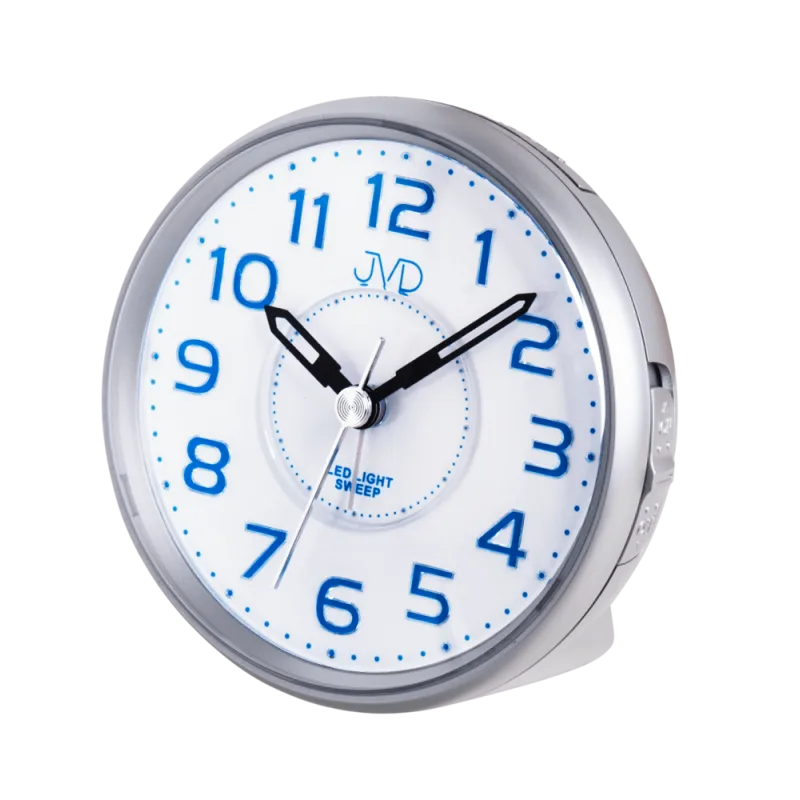 JVD Netikající tichý šedý bateriový budík JVD sweep SRP869.2