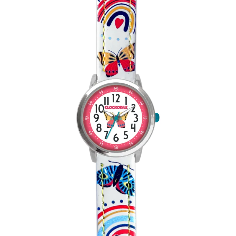 CLOCKODILE Bílé dívčí dětské hodinky MOTÝL CWG5181