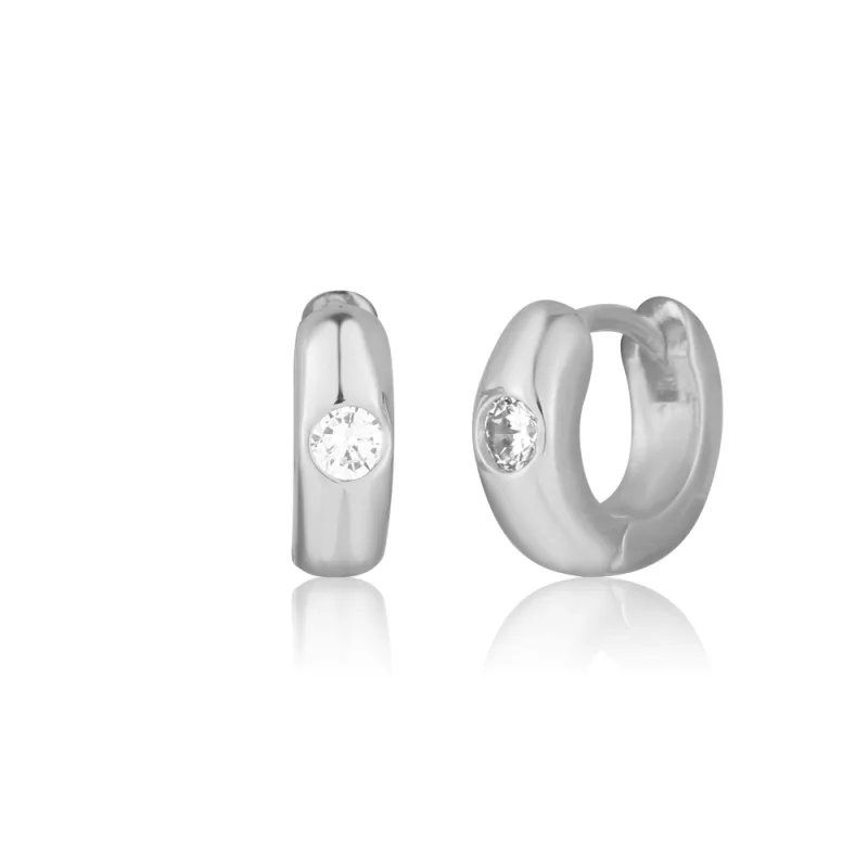 JVD Dámské kruhové stříbrné náušnice se zirkony SVLE2962XF6BI00