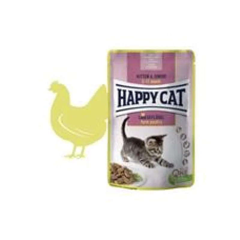 Happy Cat MEAT IN SAUCE Kitten & Junior Land-Geflügel / Drůběž 85 g