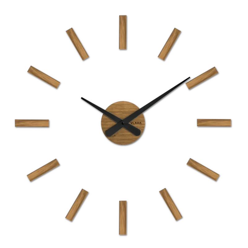 VLAHA Luxusní dubové nalepovací hodiny MINIMAL vyrobené v Čechách s černými ručkami ⌀59cm VCT1141