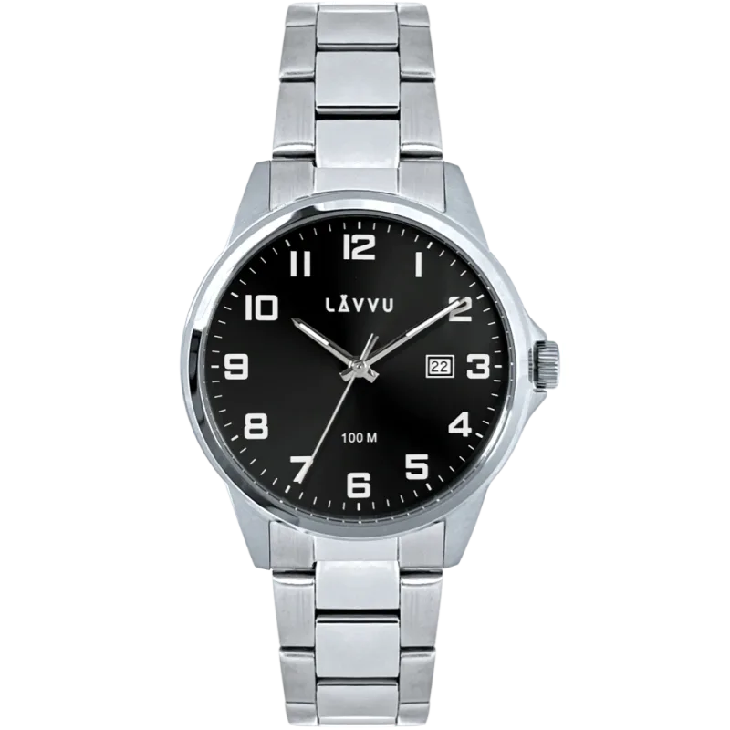 LAVVU Stylové náramkové pánské hodinky HAMRE Black 100M LWM0281