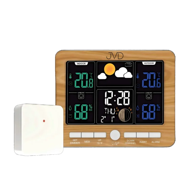 JVD Digitální rádiem řízená meteorologická stanice JVD RB6685.2 v imitaci dřeva