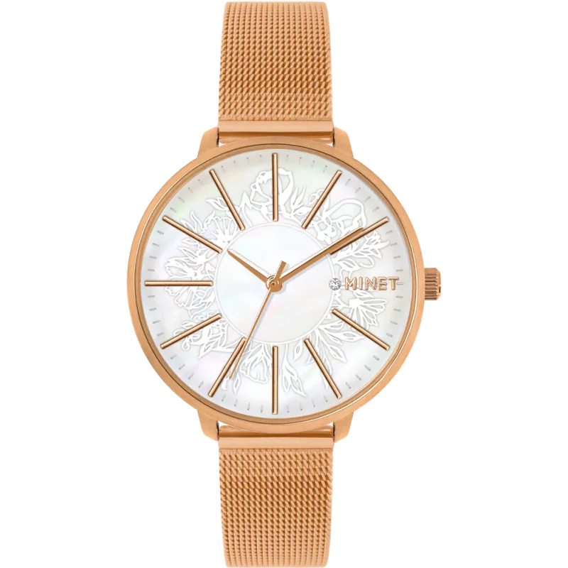 MINET Náramkové rose gold dámské hodinky PRAGUE MESH MWL5207