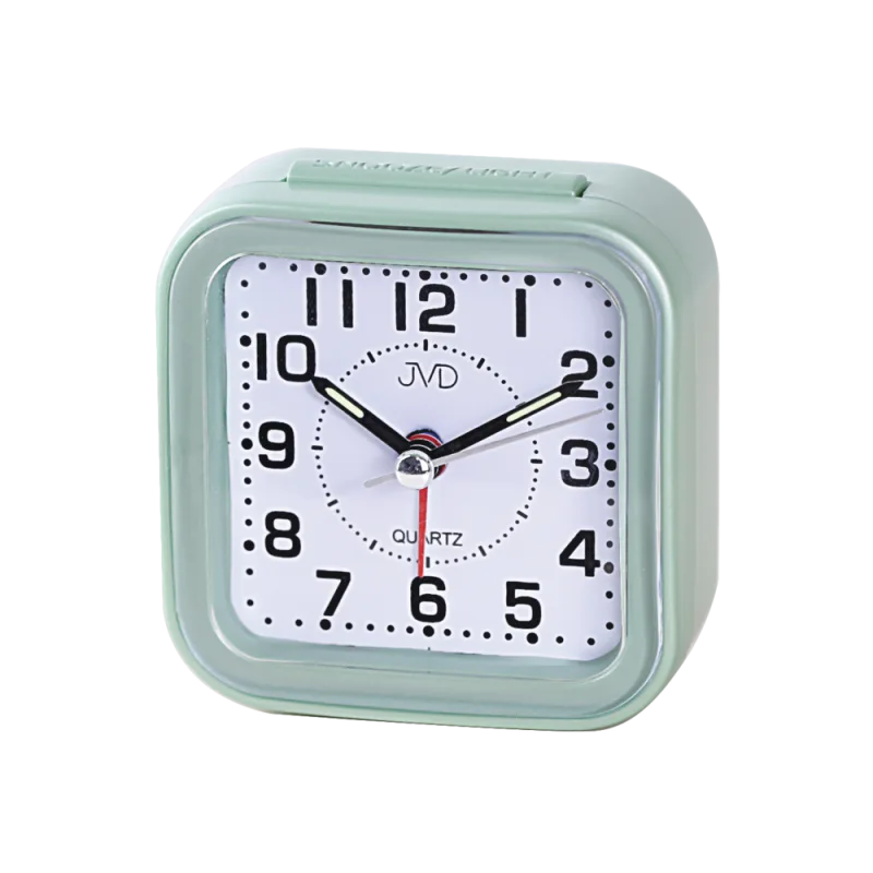 JVD Levný analogový ručkový zelený budík JVD SRP6808.2 s osvětlením