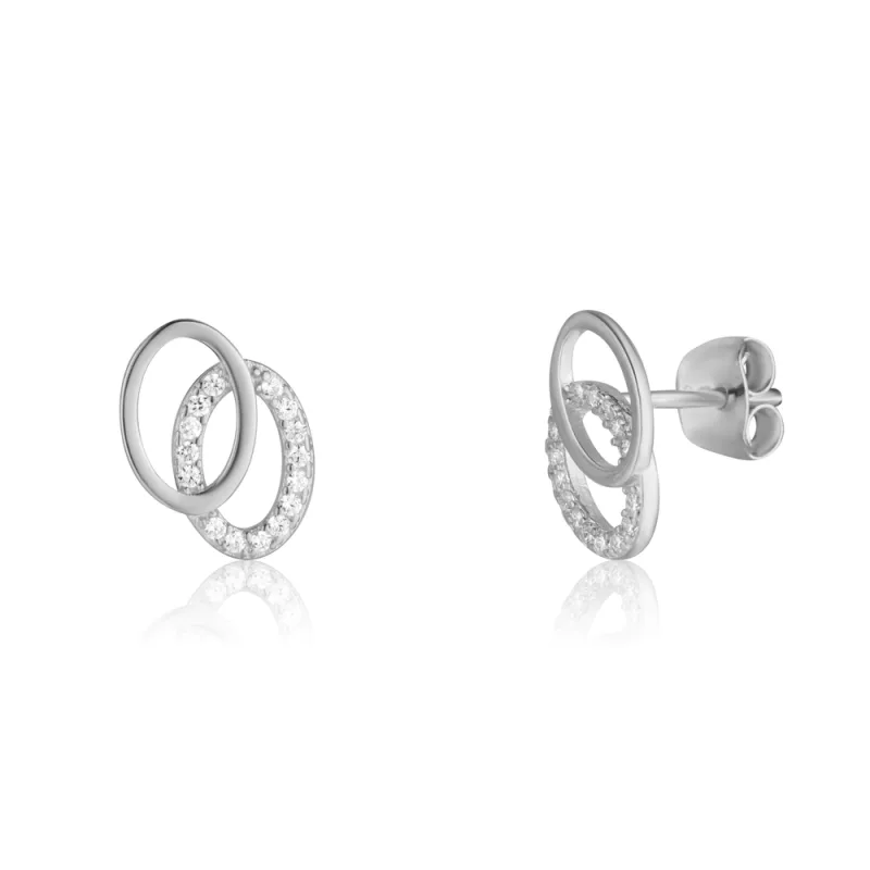 JVD Dámské peckové stříbrné náušnice se zirkony na puzetku ryz. 925/1000 SVLE3473XE9BI00