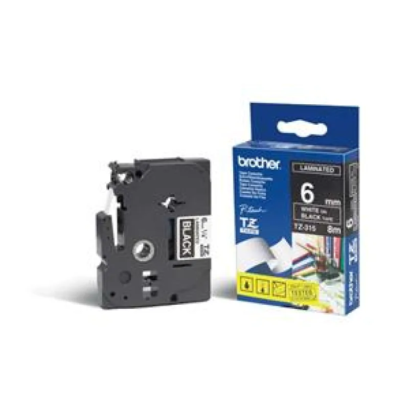 TZE-315, čierna/ biela, 6mm TZE315