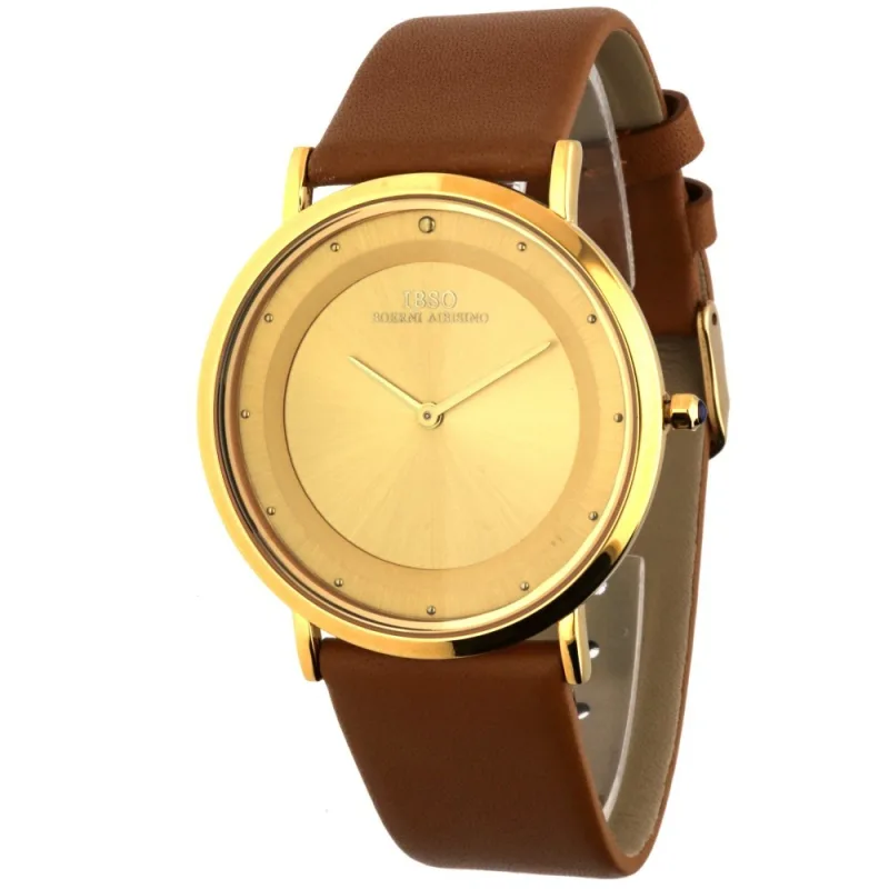 MPM Elegantní dámské hodinky se zlatým pouzdrem a koženým řemínkemW02X.11039.B