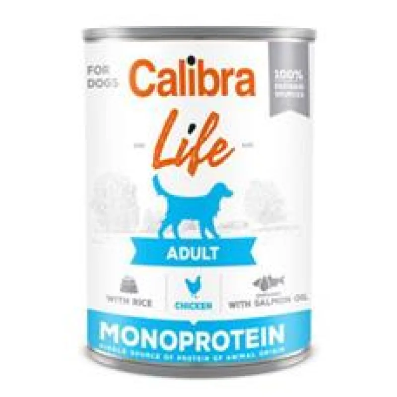 Calibra Dog Life konz.Adult Chicken with rice 400 g 5ks + 1ks ZDARMA