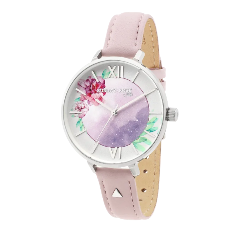SUNDAY ROSE Dámské luxusní designové hodinky SUNDAY ROSE Enchanted Early Sunrise Leather SUN-E02