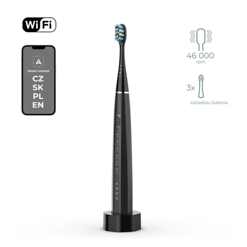 AENO sonická zubná kefka DB2S, Cierna, 4 módy+smart,bezdrôtové nabíjanie…