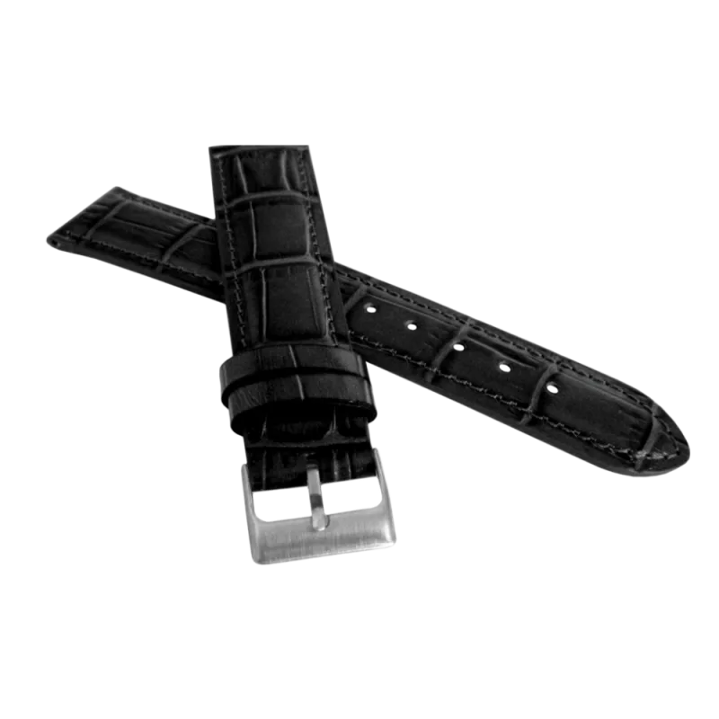 LAVVU Černý prošitý řemínek CROCO z luxusní kůže Top Grain - 14