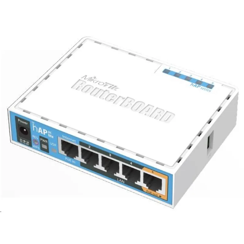 MikroTik hAP ac lite, 650MHz CPU, 64MB RAM, 5x LAN, 2.4 + 5GHz Wi-Fi…