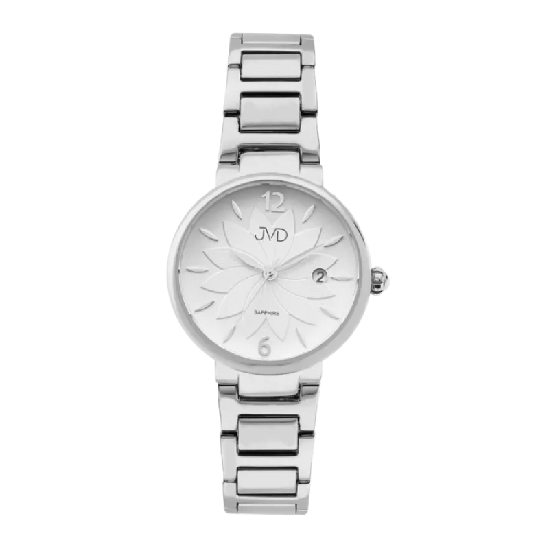 Dámské náramkové květinové ocelové hodinky JVD JG1008.1 se safírovým sklem