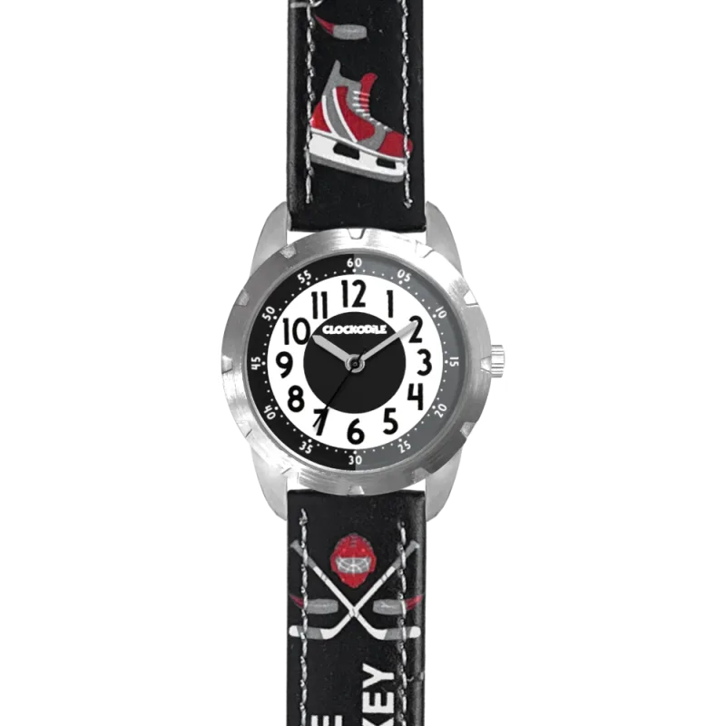 CLOCKODILE Svítící černé chlapecké hodinky HOKEJ CWB0110