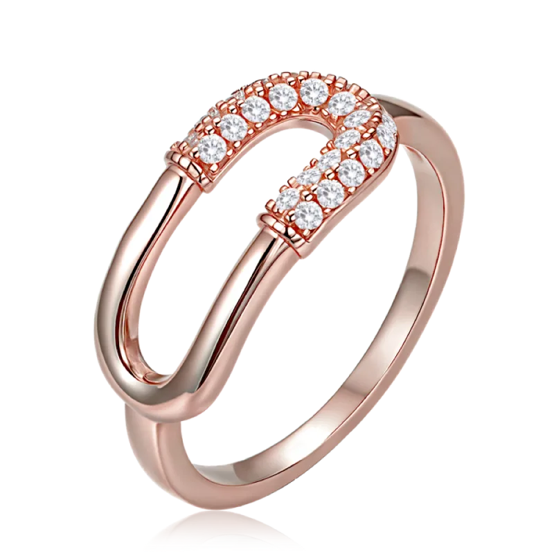 MINET Luxusní rosegold stříbrný prsten se zirkonem vel. 55