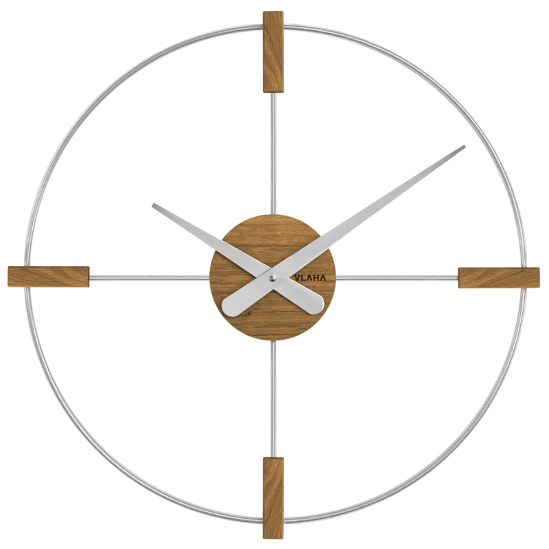 VLAHA Dřevěné stříbrné hodiny STUDIO vyrobené v Čechách VCT1051