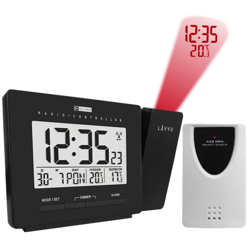 LAVVU Digitální projekční budík řízený rádiovým signálem LAVVU PROJECTION s češtinou LAR0030