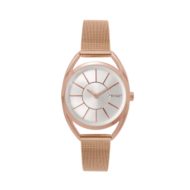 Růžové dámské hodinky MINET ICON ROSE GOLD MESH MWL5015