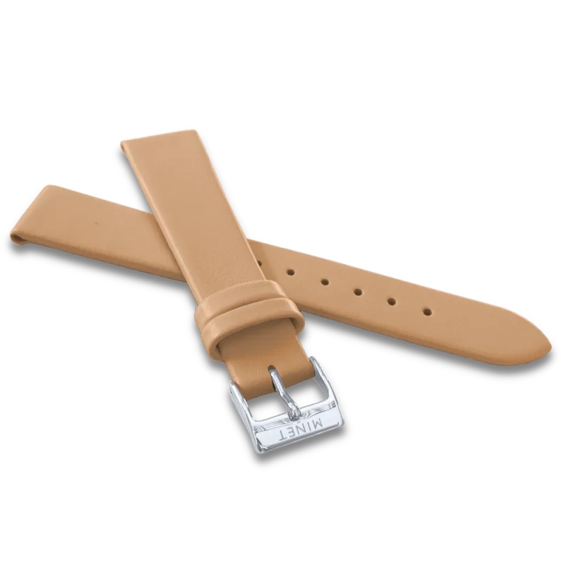 MINET Béžový kožený řemínek se stříbrnou sponou - 14 MSLCS14