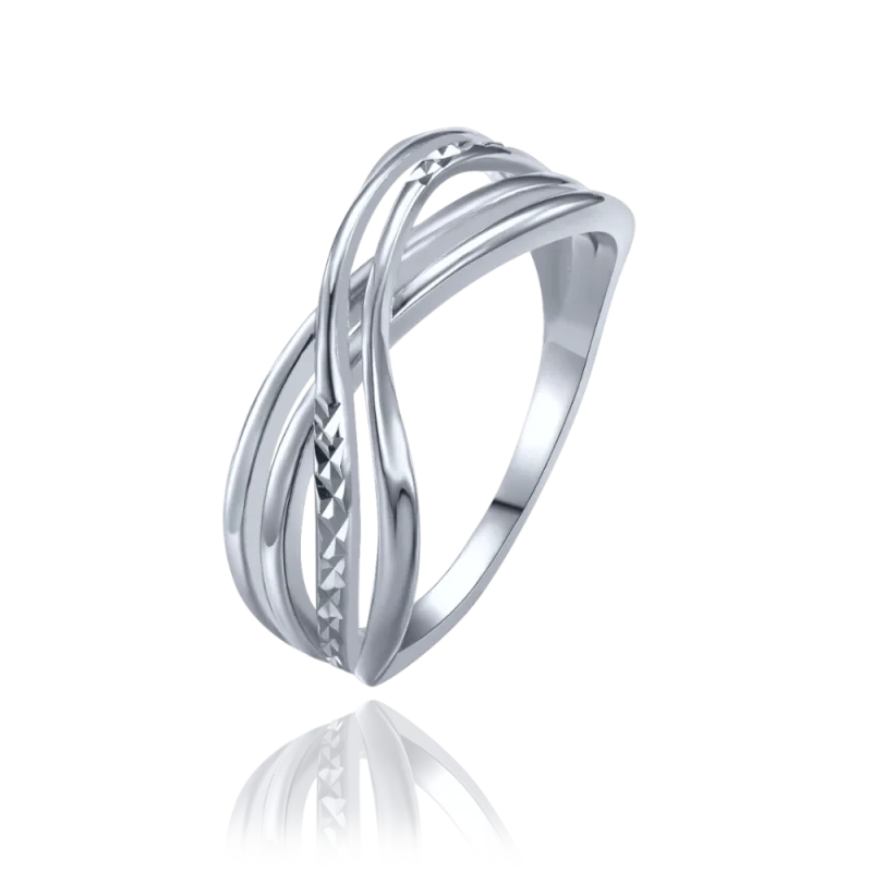 MINET Překřížený stříbrný broušený prsten vel. 59 JMAS0261SR59 JMAN0560SR59