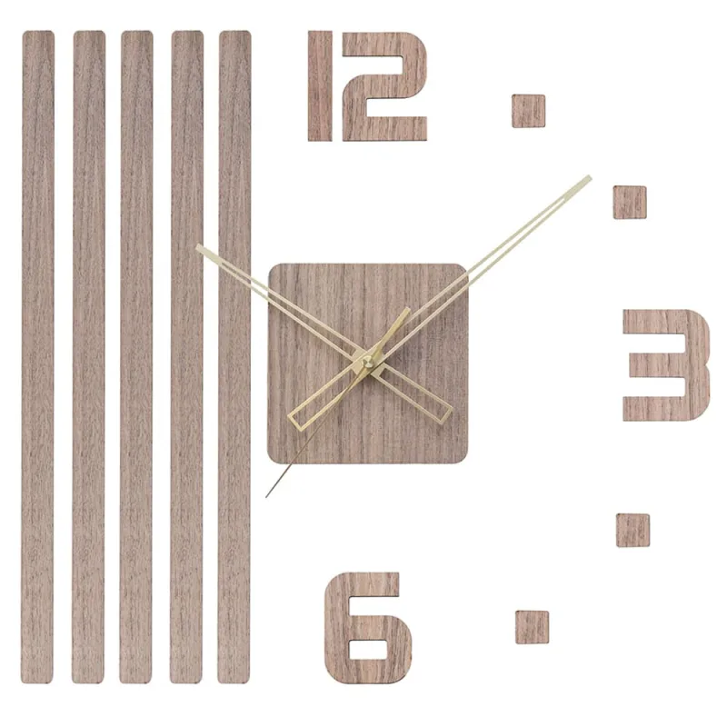 PRIM Nalepovací hodiny Completely Silent - tmavě hnědé - supertiché E07P.4521.54